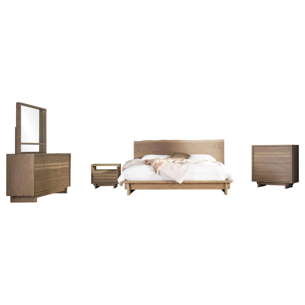 Stillwater Platform Bedroom Set - Weathered Oak