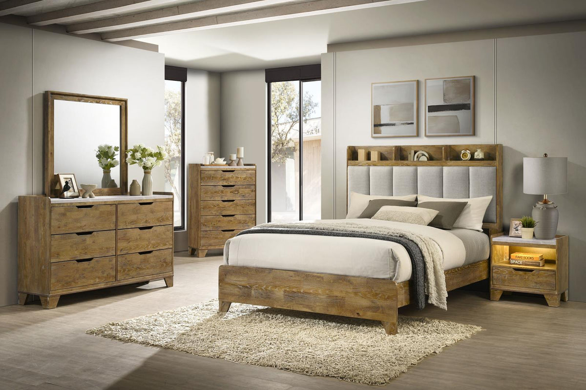 Henderson Panel Bedroom Set - Medium Oak / Light Grey