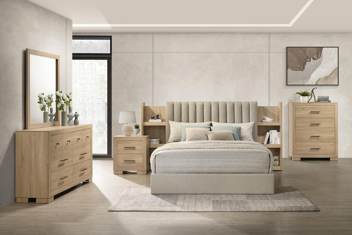 Arielle Bookcase Bedroom Set - Light Tan