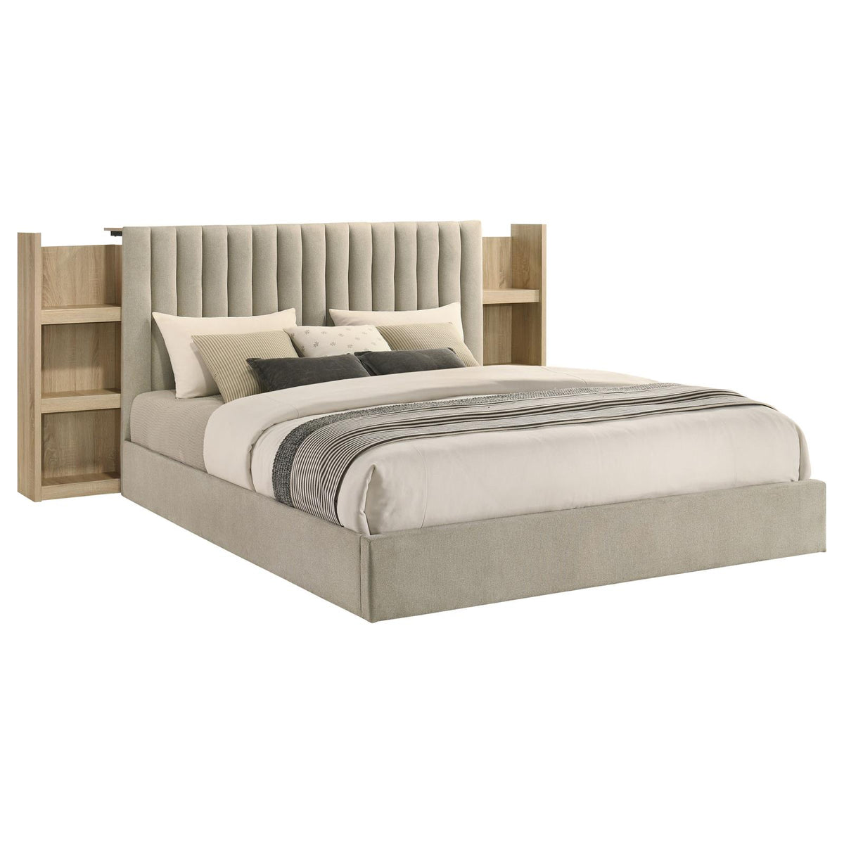 Arielle Bookcase Bedroom Set - Light Tan