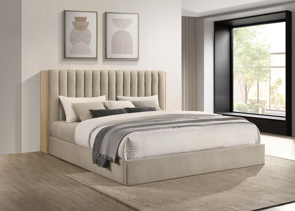 Arielle Bookcase Bedroom Set - Light Tan