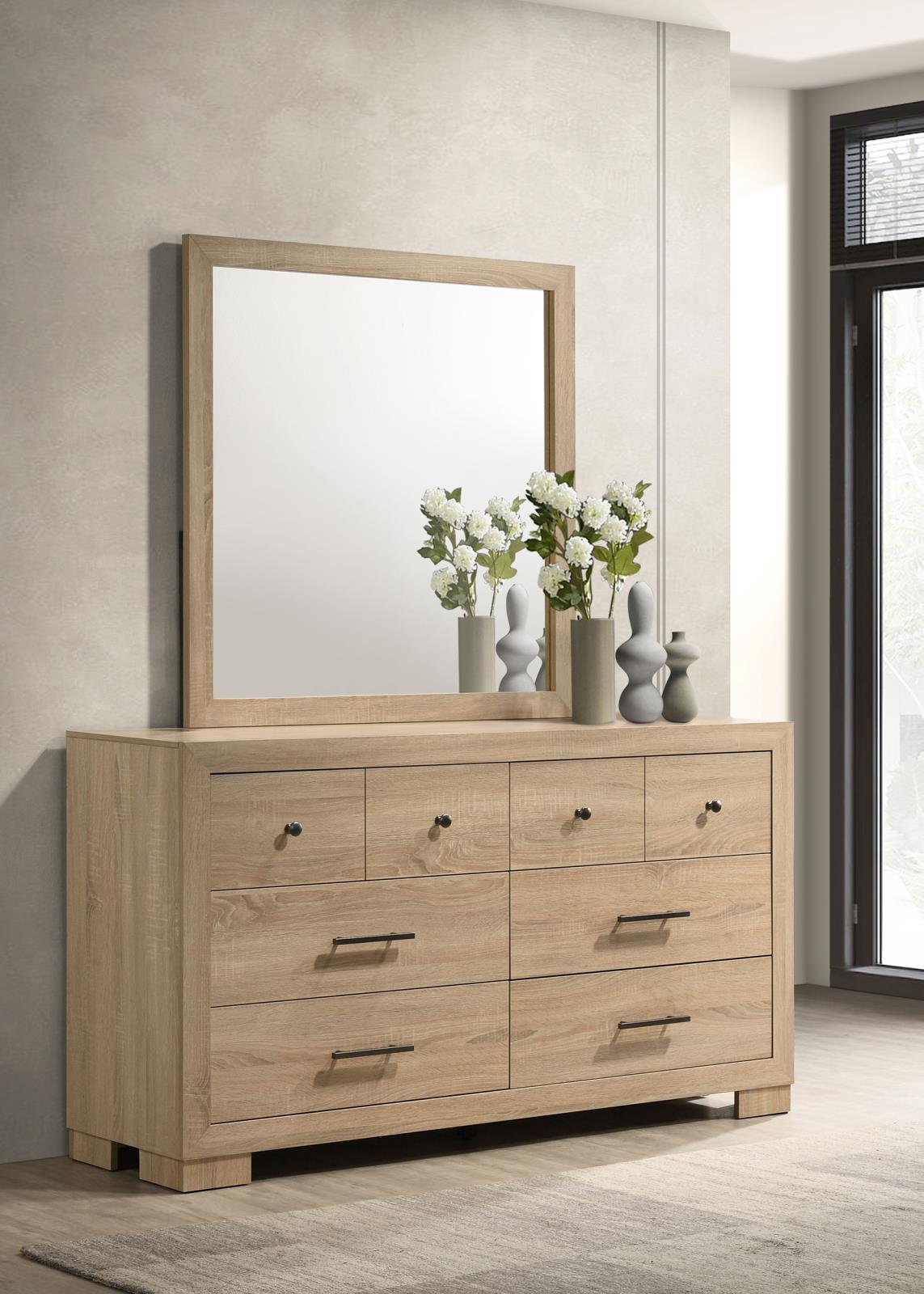 Arielle Dresser and Mirror Set with Mixed Hardware Light Oak