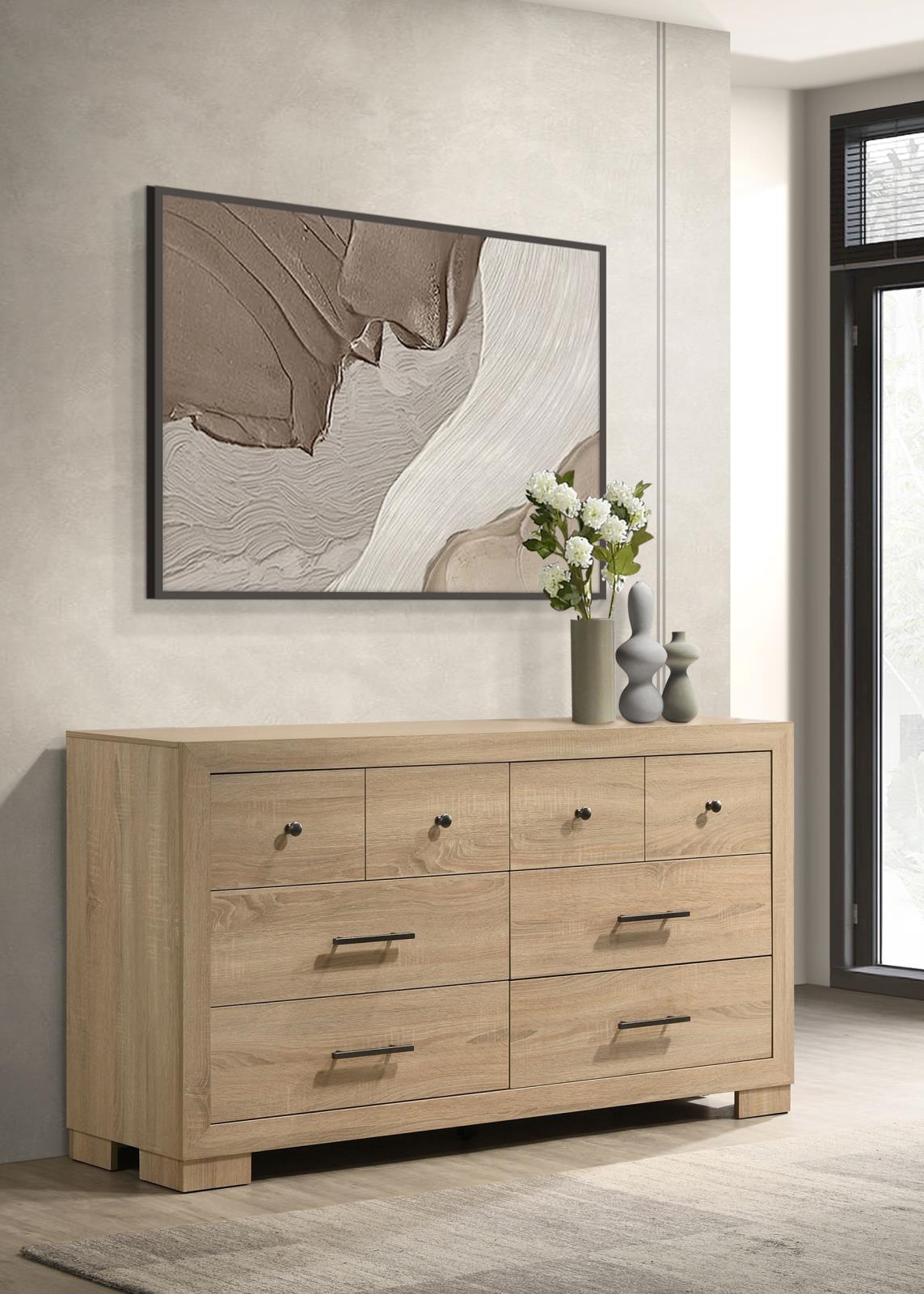 Arielle Bedroom Dresser with Mixed Hardware Light Oak