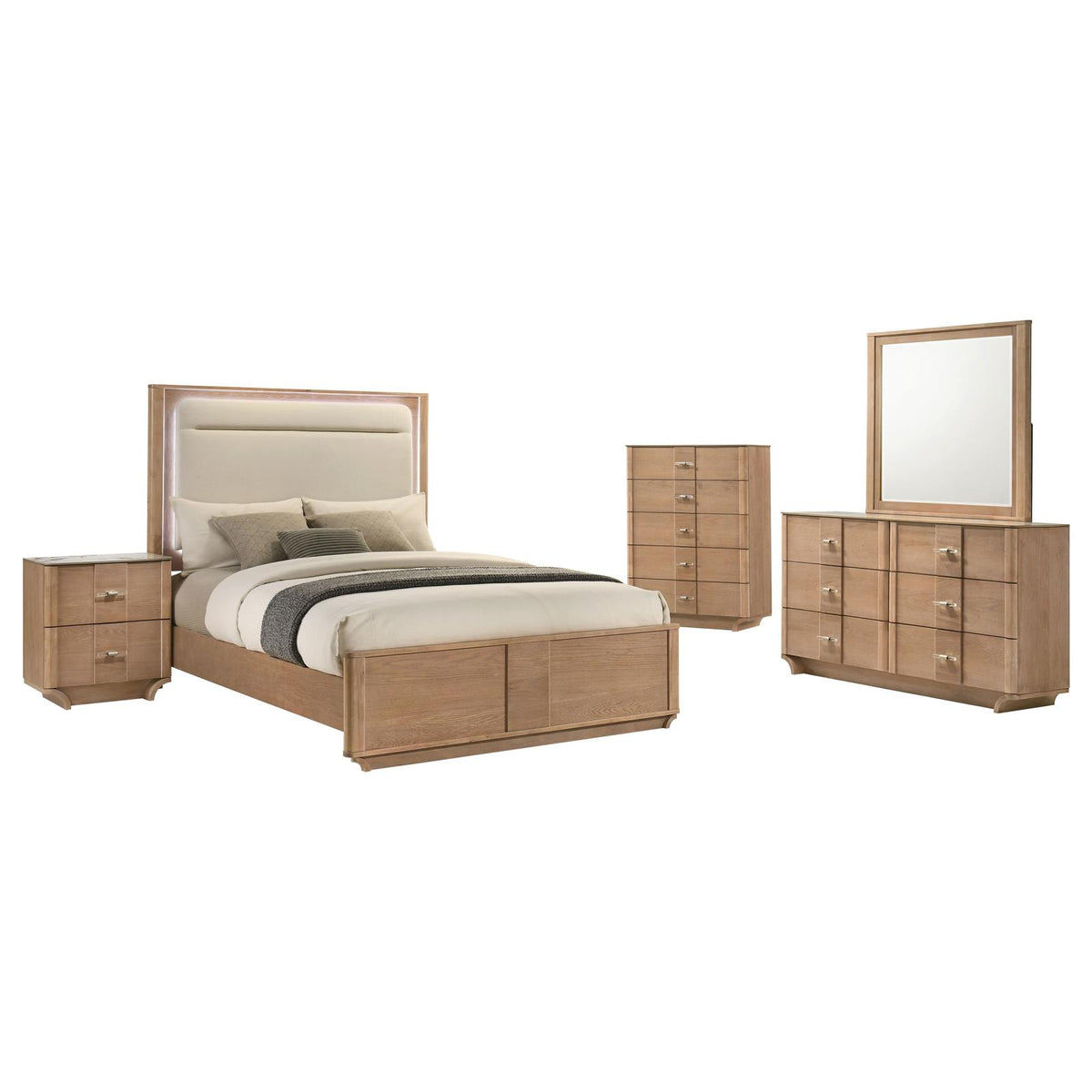 Leanne Panel Bedroom Set - Light Oak