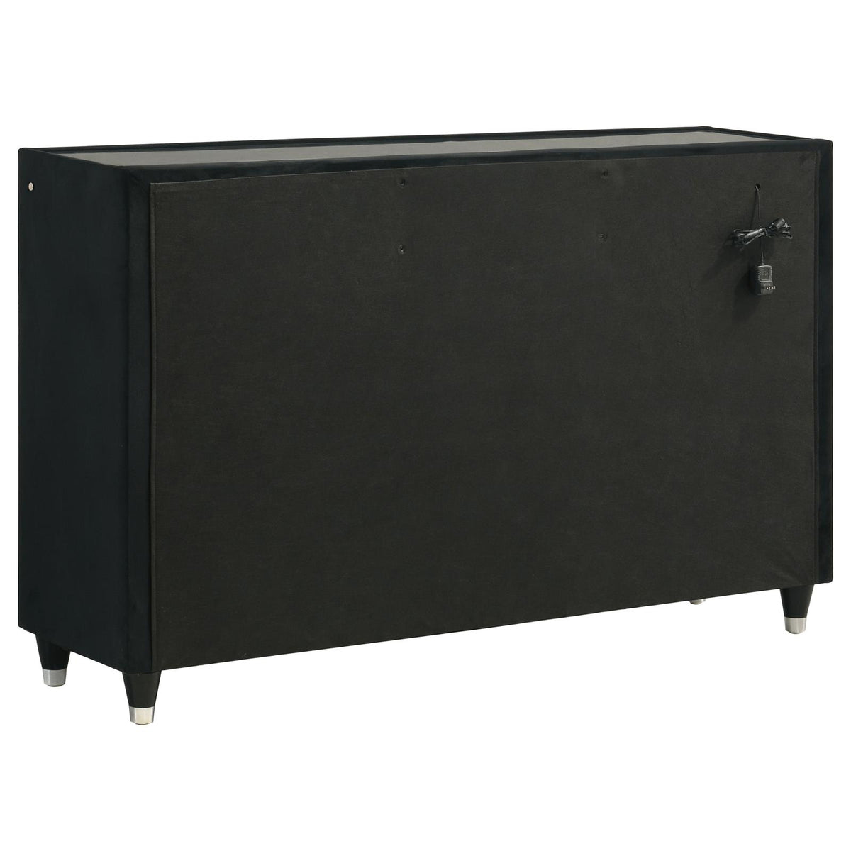 Ravenne 8-drawer Velvet Upholstered LED Dresser Cabinet Black