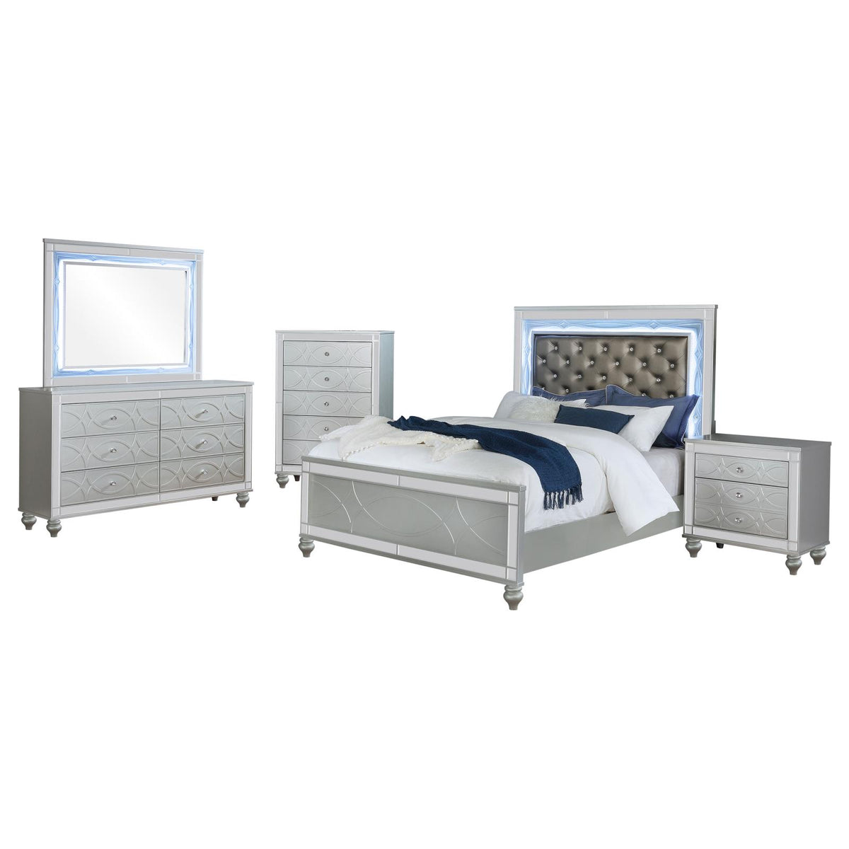 Gunnison Panel Bedroom Set - Silver Metallic