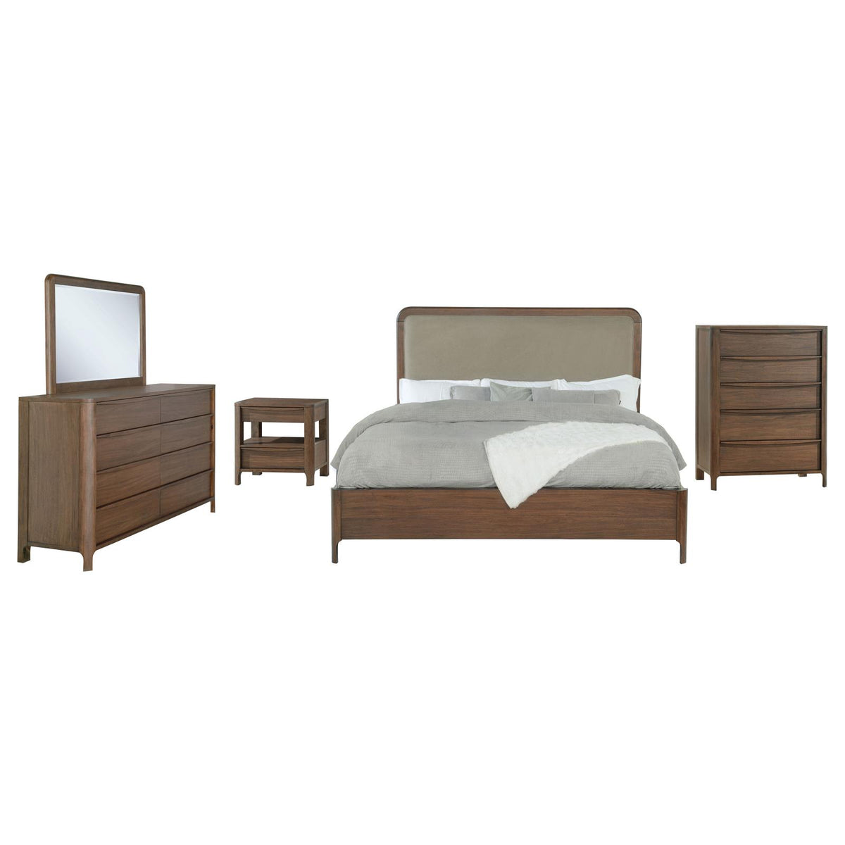 Maderia Panel Bedroom Set - Walnut