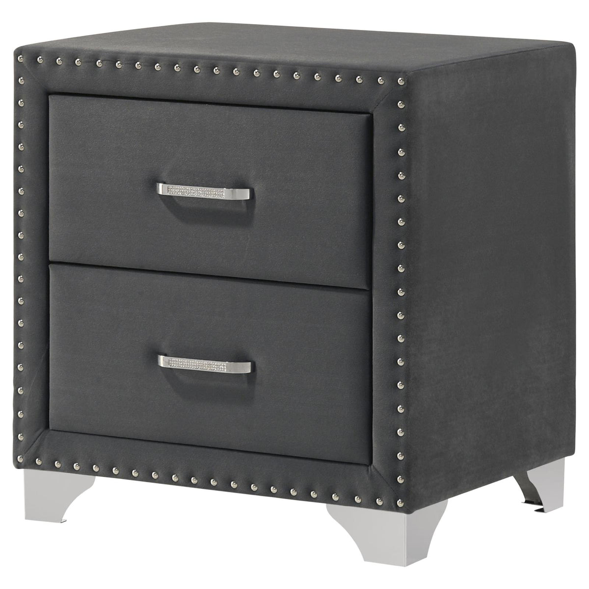 Melody Upholstered 2-drawer Nightstand Grey