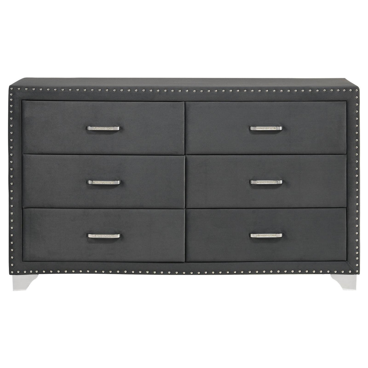 Melody 6-drawer Upholstered Dresser Grey