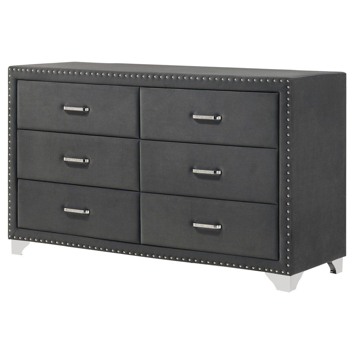 Melody 6-drawer Upholstered Dresser Grey