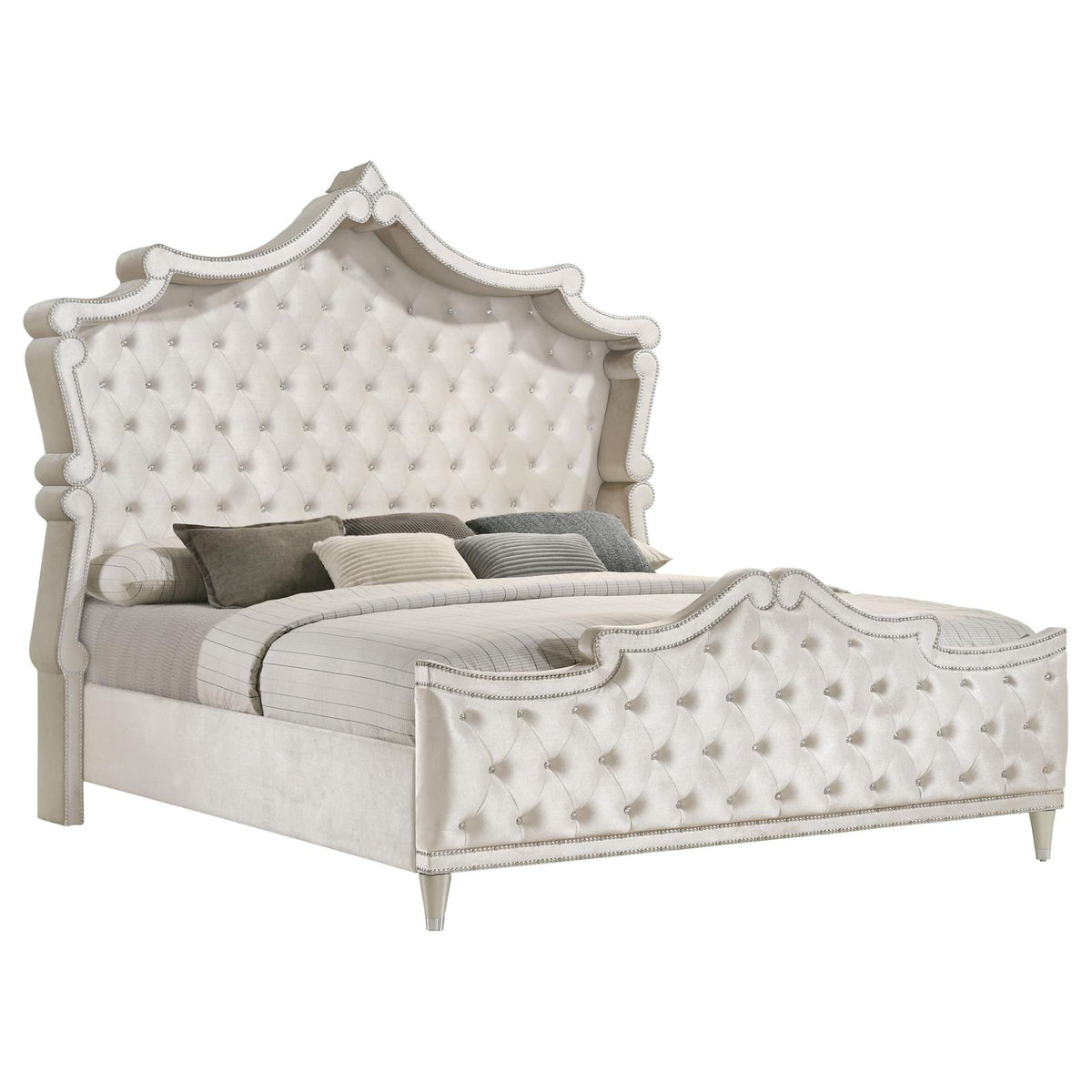 Antonella Panel Bedroom Set - Ivory / Camel