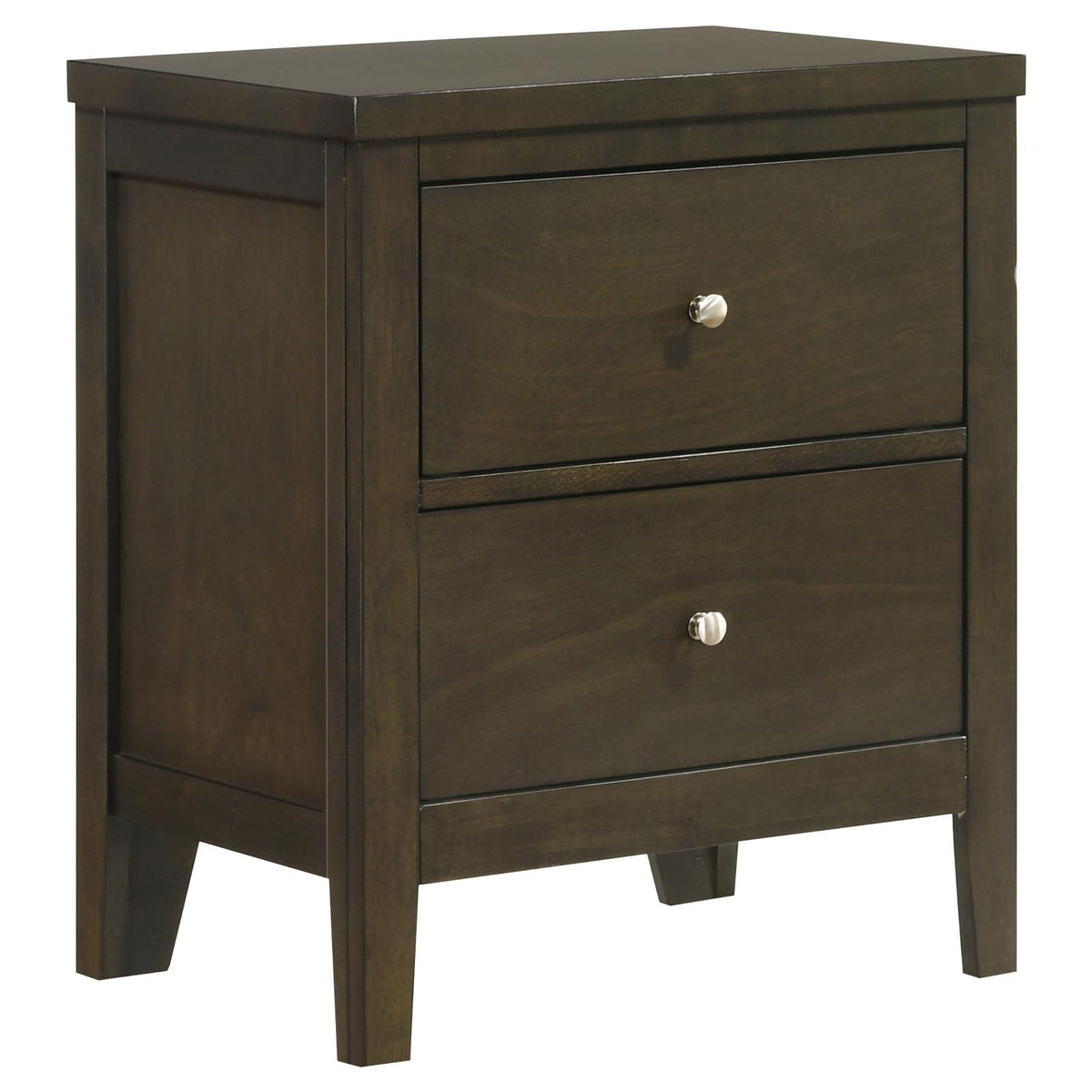 Wilkes Transitional 2-Drawer Nightstand with Metal Knobs Dark Cocoa