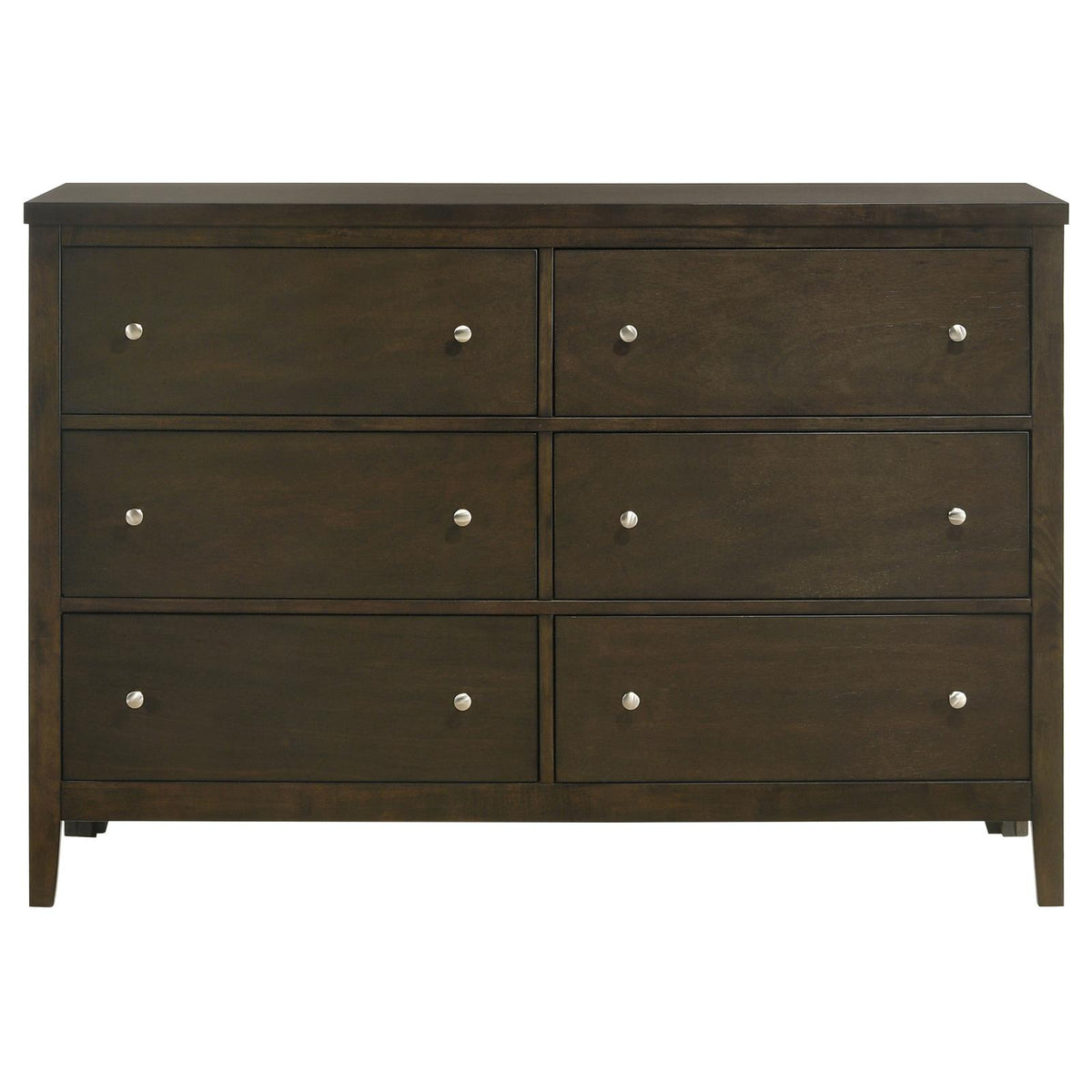 Wilkes Transitional 6-Drawer Dresser with Metal Knobs Dark Cocoa