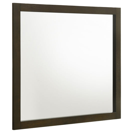 Wilkes Transitional Rectangular Wood-Framed Dresser Mirror Dark Cocoa