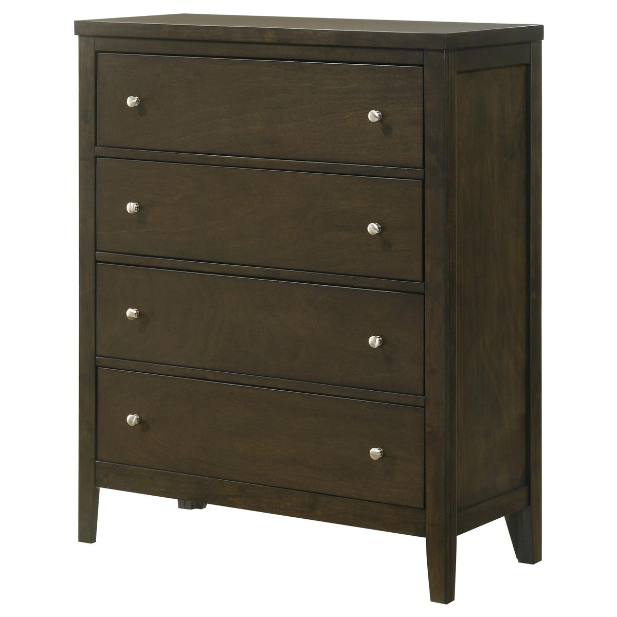 Wilkes Transitional 4-Drawer Chest with Metal Knobs Dark Cocoa