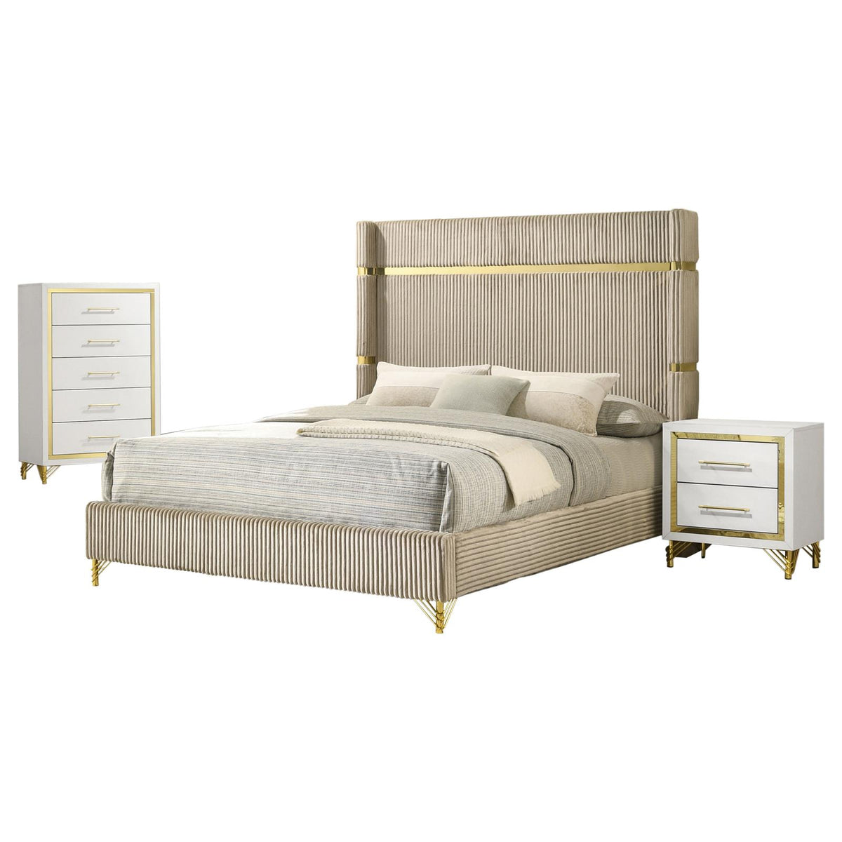 Lucia Bedroom Set - Beige / White