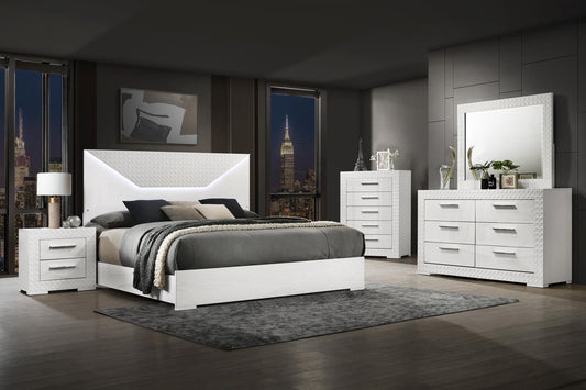 Ives Panel Bedroom Set - White High Gloss