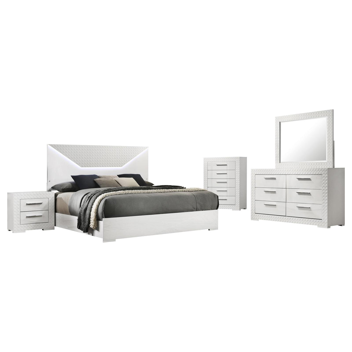 Ives Panel Bedroom Set - White High Gloss