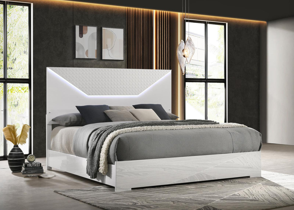 Ives Panel Bedroom Set - White High Gloss