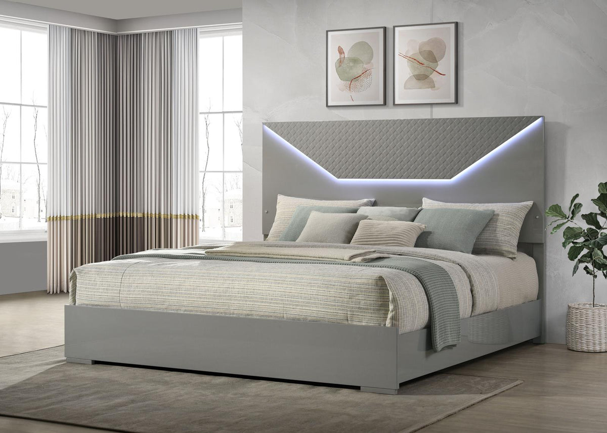 Ives Panel Bedroom Set - Grey High Gloss