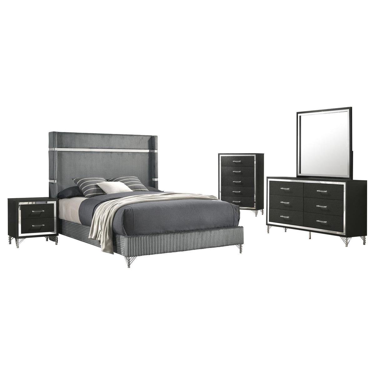 Lucia Bedroom Set - Grey / Black