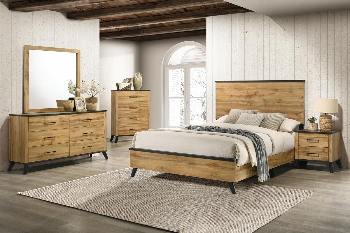Kaywood Panel Bedroom Set - Weathered Brown / Natural Pine