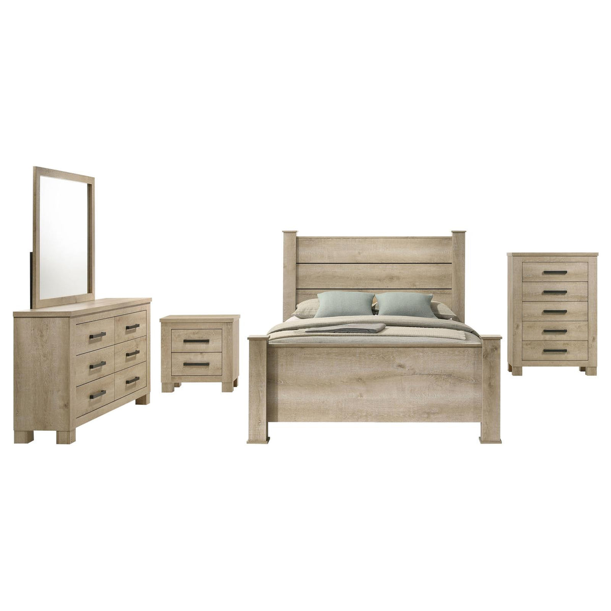 Oakglen Panel Bedroom Set - Weathered Oak