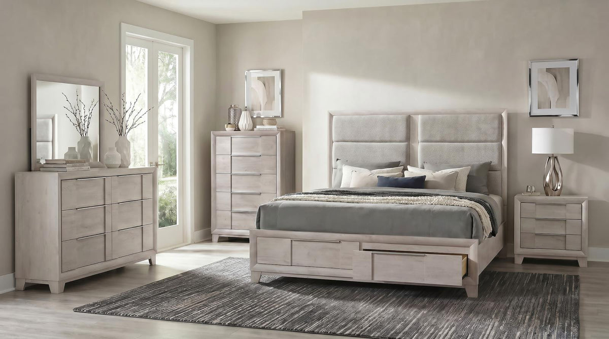 Farre Platform Bedroom Set - Washed Grey / Light Grey