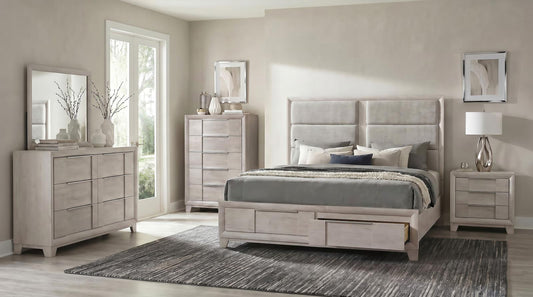 Farre Platform Bedroom Set - Washed Grey / Light Grey