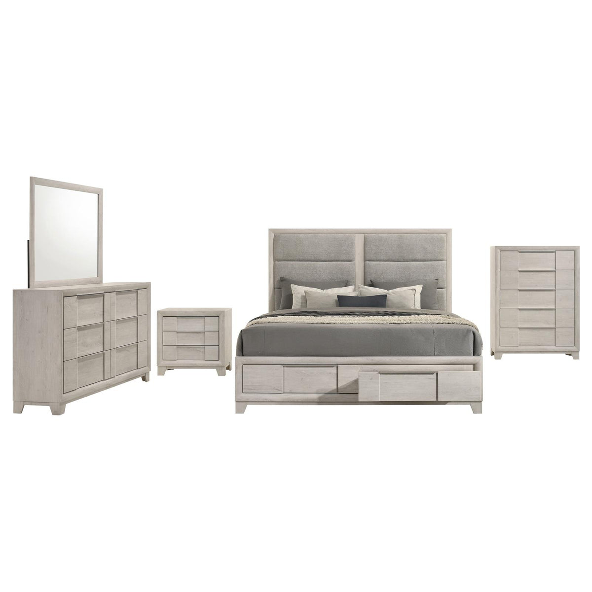Farre Platform Bedroom Set - Washed Grey / Light Grey