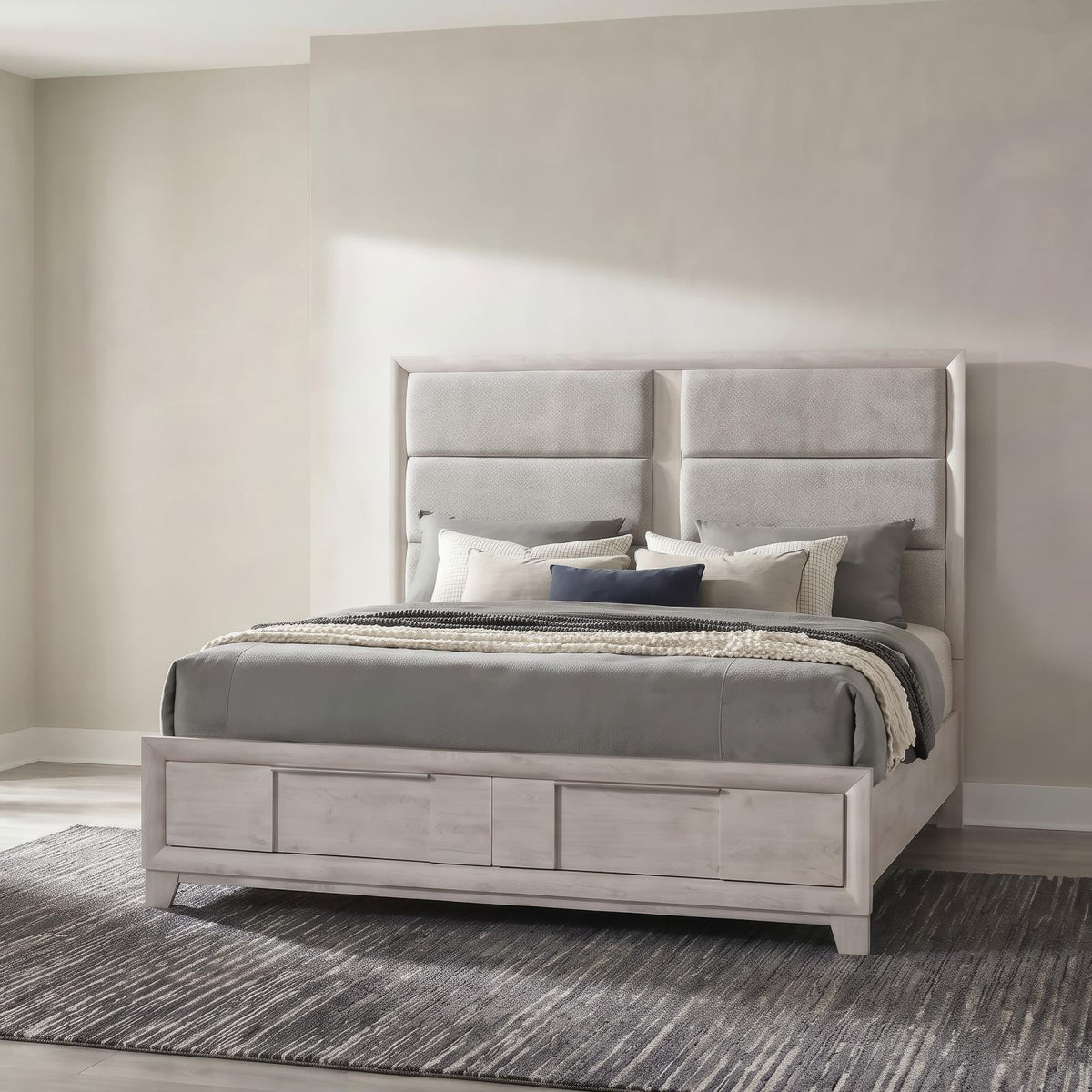 Farre Platform Bedroom Set - Washed Grey / Light Grey