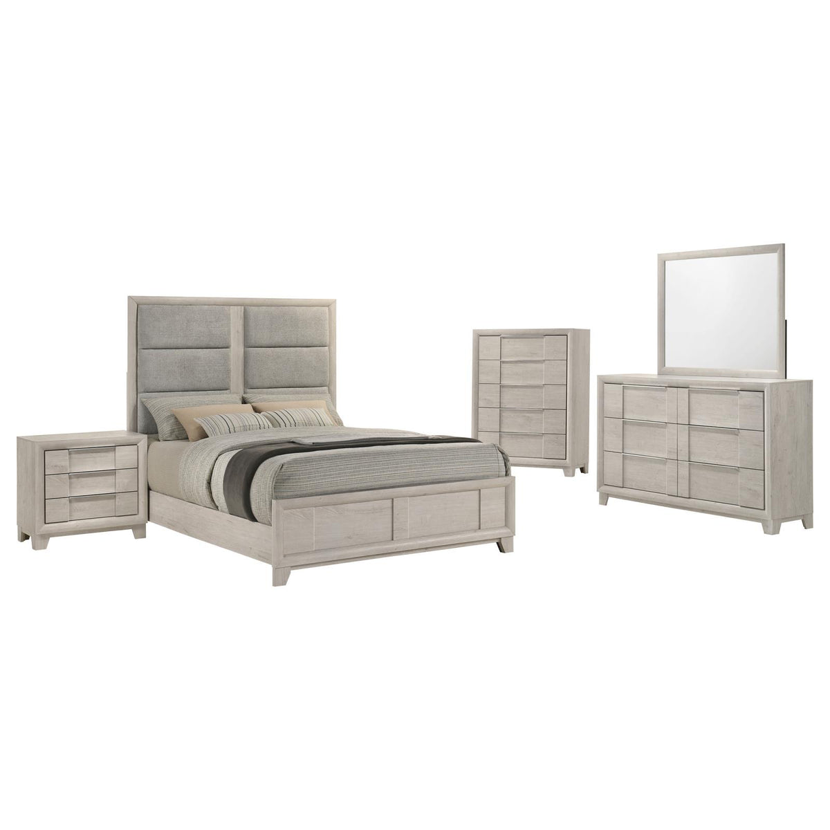 Farre Panel Bedroom Set - Washed Grey / Light Grey