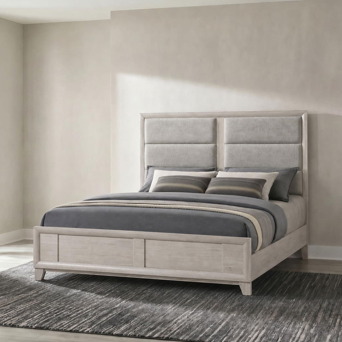 Farre Panel Bedroom Set - Washed Grey / Light Grey