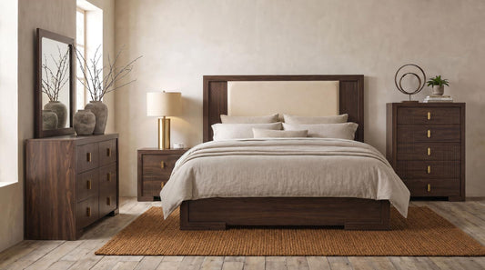 Etienne Panel Bedroom Set - Walnut / Vanilla