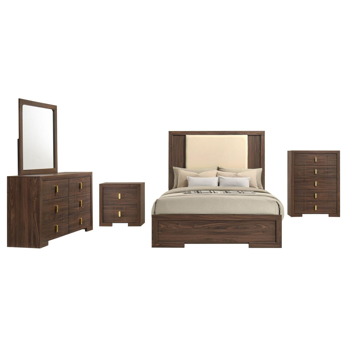 Etienne Panel Bedroom Set - Walnut / Vanilla
