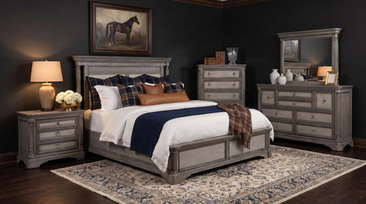 Cresswell Panel Bedroom Set - Weathered Taupe / Weathered Tan