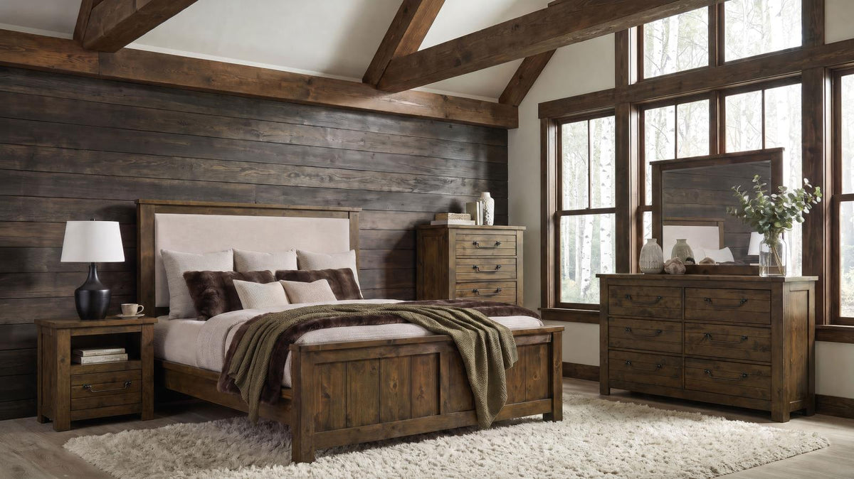 Doherty Panel Bedroom Set - Rustic Golden Brown / Light Brown