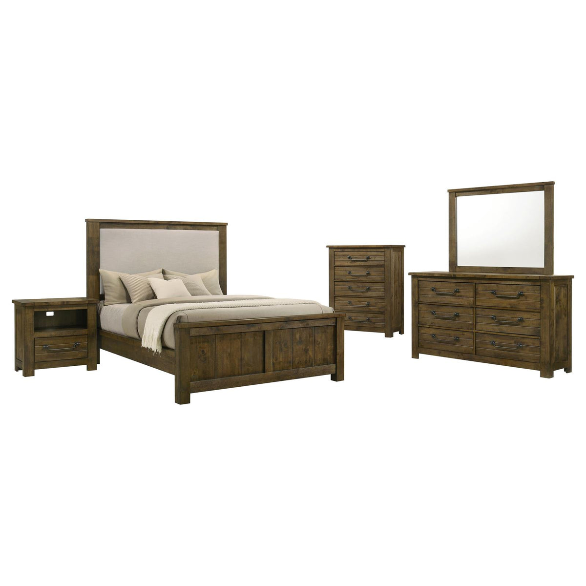 Doherty Panel Bedroom Set - Rustic Golden Brown / Light Brown