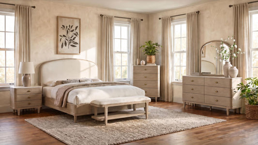 Lucaire Panel Bedroom Set - Sandstone / Cream