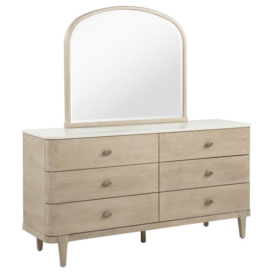 Lucaire 6-drawer Dresser Cabinet with Mirror Sandstone