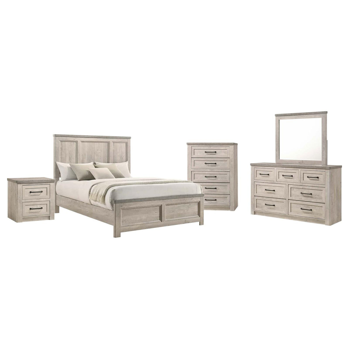 Nevado Panel Bedroom Set - Grey / Weathered Taupe