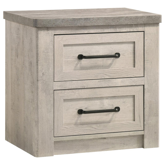 Nevado Farmhouse 2-Drawer Nightstand Grey and Weathered Taupe