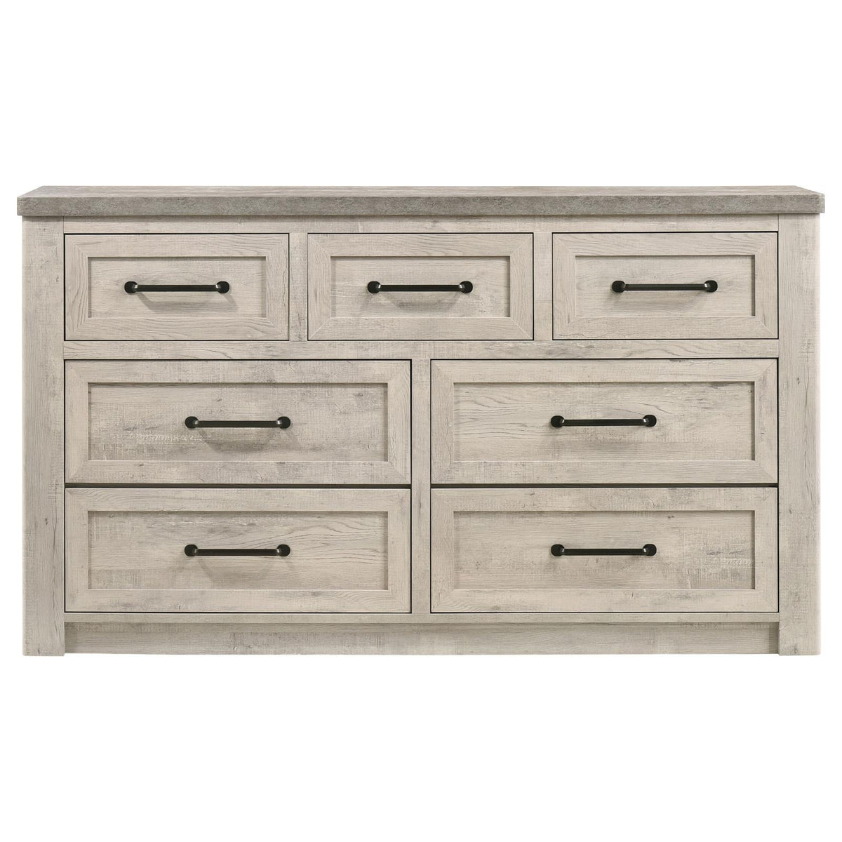 Nevado Farmhouse 7-Drawer Dresser Grey and Weathered Taupe
