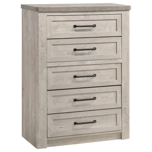 Nevado Farmhouse 5-Drawer Chest Grey and Weathered Taupe