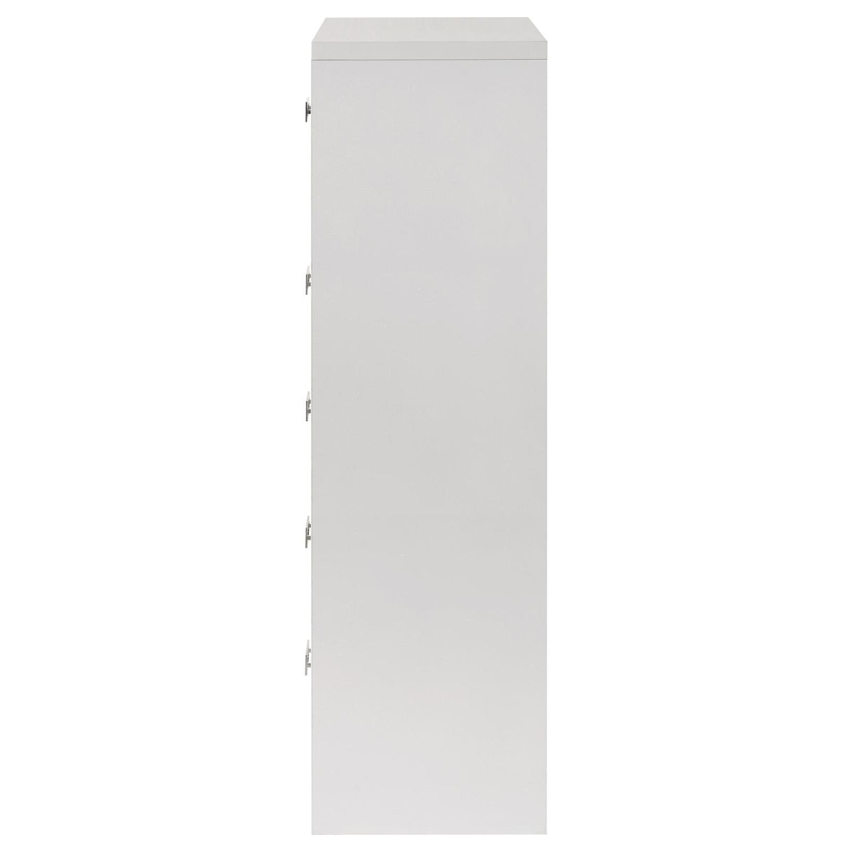 Viana 5-Drawer Chest of Drawers with Chrome Pulls White High Gloss