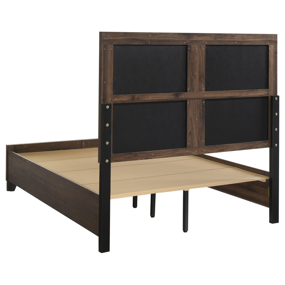 Farre Queen Upholstered Storage Platform Bed Dark Brown