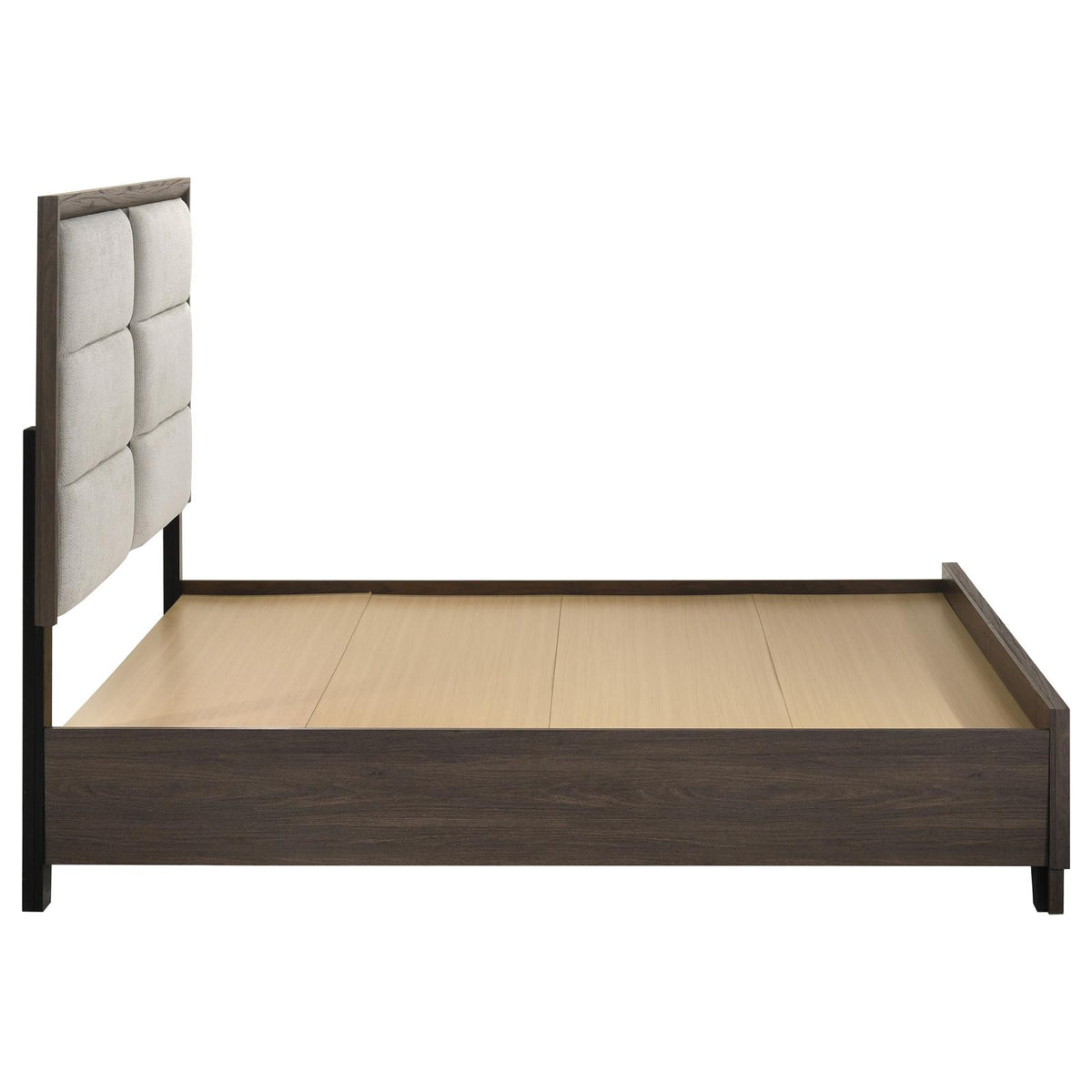 Farre Queen Upholstered Storage Platform Bed Dark Brown