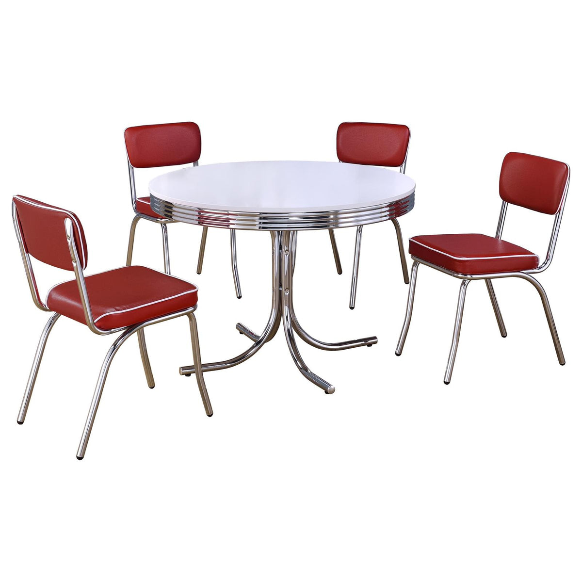 Retro Round Dining Table Set White and Black