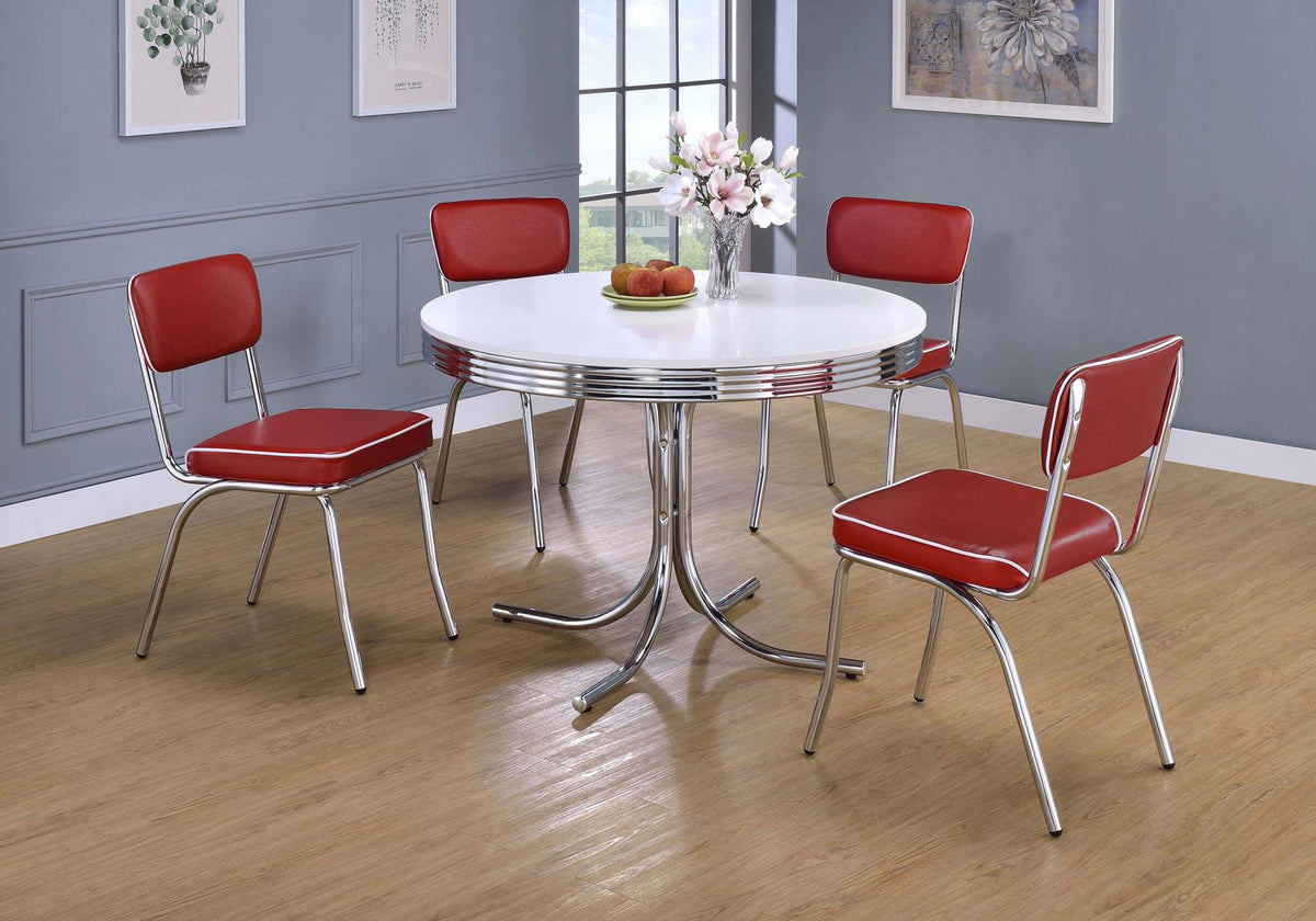 Retro Round Dining Table Set White and Black
