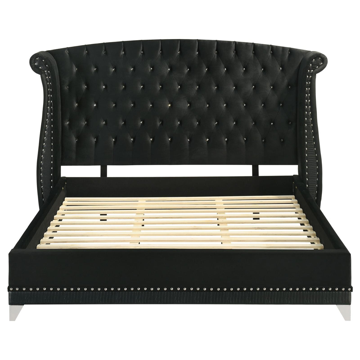 Barzini Upholstered Eastern King Wingback Bed Black
